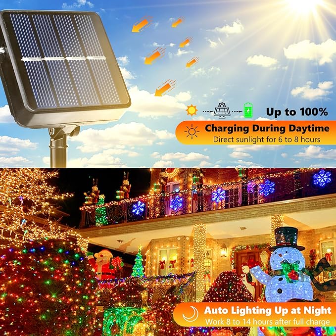 Joomer Solar String Lights, 39FT 100LED Solar Powered Outdoor Fairy Lights, Waterproof 8 Modes Twinkle String Light for Garden Patio Yard Tree Wedding Christmas Decor (Multicolor)