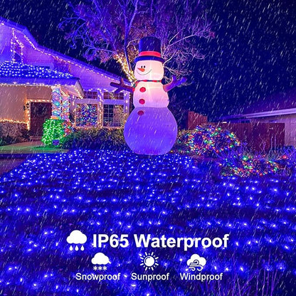 2 Pack Christmas Lights Outdoor, Total 200FT 600 LED String Lights for Outside Waterproof with 8 Modes, Connectable Plug In Fairy Lights for Indoor Patio Garden Party Holiday Decorations, Blue
