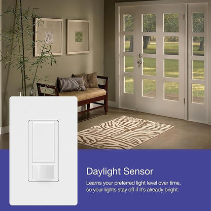 Lutron Maestro LED+ Motion Sensor/Dimmer Switch | 150W LED | Single Pole/Multi-Location | MSCL-OP153M-SW | Snow (Pack of 2)