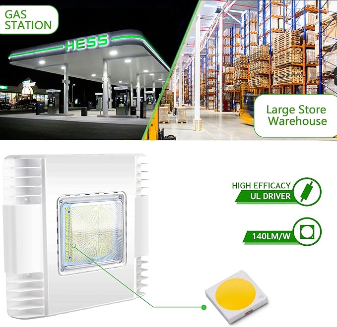 LED Canopy Gas Station Light, 150W 21000LM Surface Mount Parking Garage Ceiling Light, 5700K (600W HID/HPS Equivalent), 100-277V, IP65 Waterproof, UL Listed