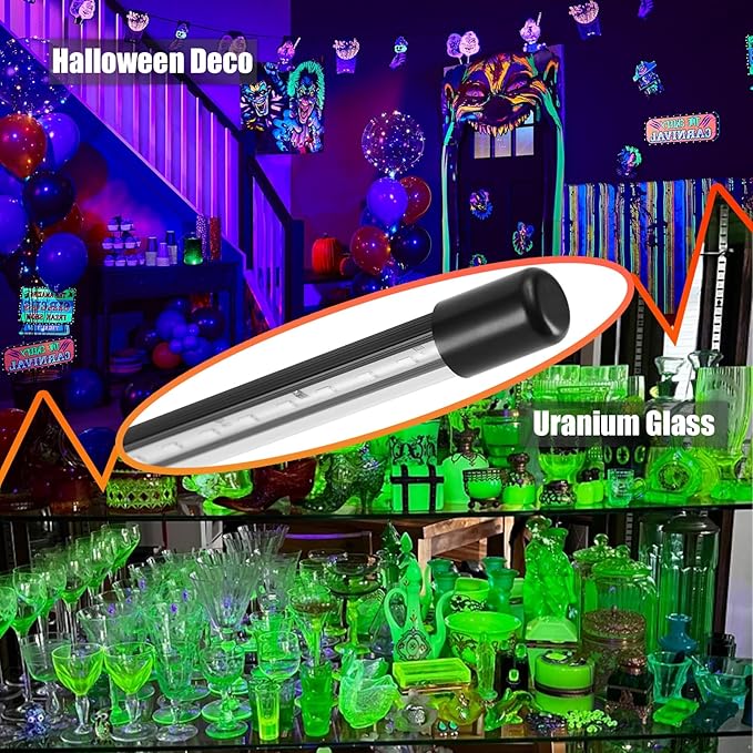 2 Pack USB Black Light Bar, Portable LED Blacklight with Stand, Switch, 5ft Cord for Neon Glow Party Fluorescent Poster Body Paint Desk Lighting Halloween Decor