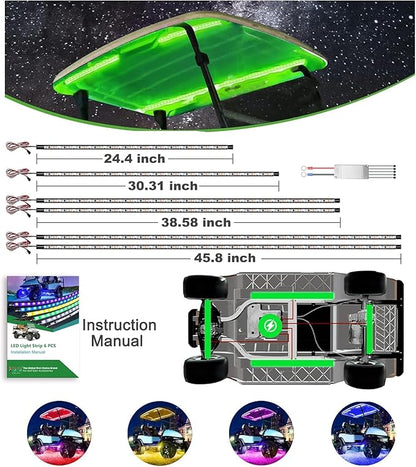 10L0L 6PCS Golf Cart Underbody Light Kit with Canopy Lights, Underglow LED Strip for Yamaha EZGO Club Car, 24 Modes Multicolor RGB Music Sync IP67 Waterproof