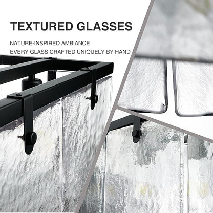 IKK Modern Textured Glass Chandeliers for Dining Room, 37" Rectangular Island Light Fixture, Rectangle Farmhouse Lighting for Kitchen Island, Living Room, L37 x W9.8 x H9.5
