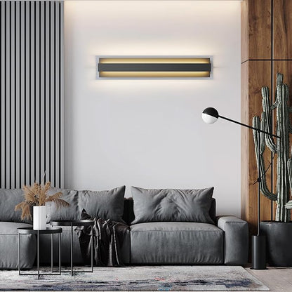 LamQee 31.5 Inch Long Outdoor Wall Lights Modern Exterior Lighting Fixtures, 3000K 24W LED Linear Outdoor Wall Sconce, Contemporary Matte Black Outside Wall Mount Lights for House Garage Porch Patio
