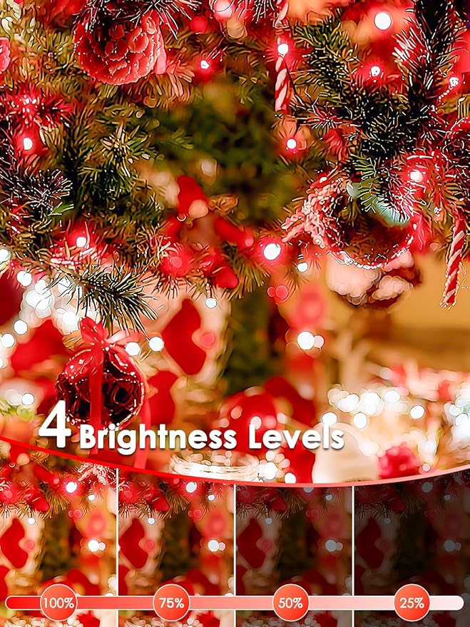 2026 New Voice Control Connectable 2PK 164FT 400LED Christmas String Lights Indoor Outdoor with Remote | Smart Twinkle Fairy String Lights 12 Modes & Timer for Xmas Tree Decor (Red & White)