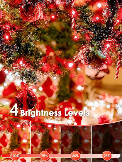 2026 New Voice Control Connectable 2PK 164FT 400LED Christmas String Lights Indoor Outdoor with Remote | Smart Twinkle Fairy String Lights 12 Modes & Timer for Xmas Tree Decor (Red & White)