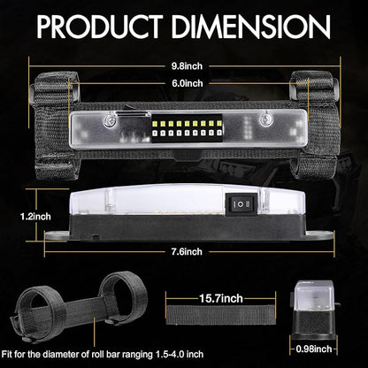UTV Interior Dome Lights, RFROAD LIGHTING UTV Dome Light Battery Powered Universal Roll Bar Mount LED Light Utility Roll Cage Light for SXS RZR Polaris ATV Can am Car Cab - White/Green 2 Packs