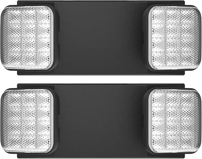 2 Packs Blacks Emergency Lights with Backup Battery,Two Head Adjustable Fire Commercial Emergency Light Fixture-UL Listed-120/277VAC-Led Emergency Exit Lights Fixtures for Business.