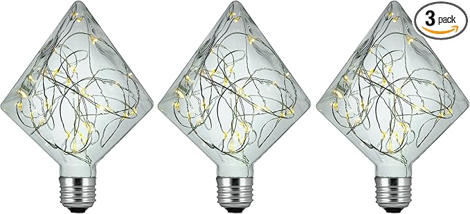 Sunlite 41058-SU LED Decorative String Light Bulb Diamond Shaped Lightbulb, 3 Pack, Warm White