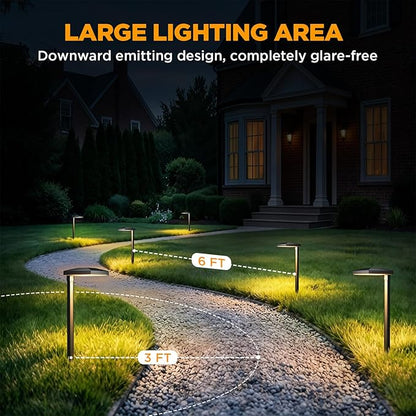 LUTEC 12 Pack Low Voltage Pathway Lights, Aluminum 12V Landscape Lighting with Connectors，IP65 Waterproof Anti-Glare Wired LED Pathway Lights, 5W 500LM Warm White 3000K for Pathway, Yard, Garden