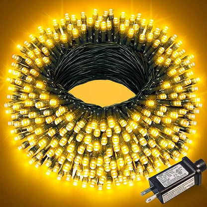Warm White Christmas Lights, 66FT 200 LED Outdoor String Lights Waterproof with 8 Modes, Plug in Connectable Fairy Light for Outside Indoor Patio Garden Wedding Party Holiday Decorations