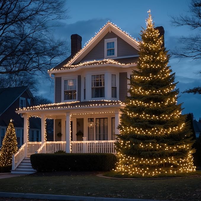 Etinga 500 LED String Lights 165ft Warm White, Plug in Fairy Lights with 8 Lighting Modes, Indoor Outdoor Christmas Lights for Bedroom Tree Yard Patio Wedding Holiday Decor (Warm White, 500 LED 165ft)