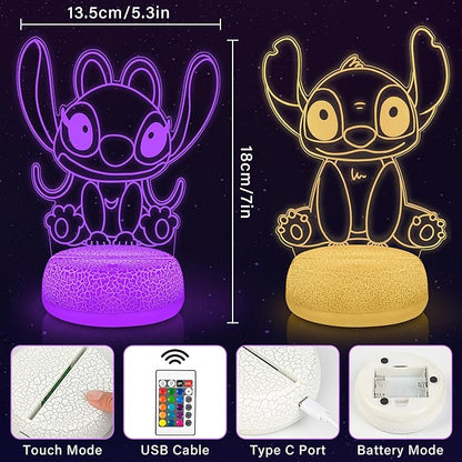 3D Angel Stuff Lamp,16 Colors Gifts for Girls Boys Bedroom,Cool LED Night Light Room Decor Christmas Birthday Gifts for Smart Kids - with Greeting Card