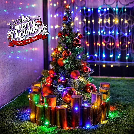 JMEXSUSS 200 LED Multicolor Fairy Lights Plug in, 66 ft Christmas Tree Light Outdoor Waterproof, 8 Modes Christmas Twinkle Lights for Bedroom Christmas Tree Decor