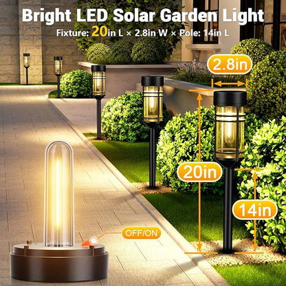 Amzarp 8 Pack Solar Garden Lights, Bright LED Solar Pathway Lights Outdoor IP65 Waterproof Rugged Shatterproof Auto On/Off for Landscape Garden Yard Walkway Driveway Lawn Lighting (3000K Warm White)