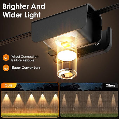Outdoor Fence Lights, 10 Pack Deck Lights, Waterproof Stairs Light with Bright Lens LED, Warm Yellow, Security Wall Lamps for Patio, Backyard, Deck, Fence, Railing