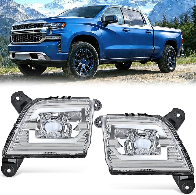 Nilight Fog Light Assembly Compatible with 2019 2020 2021 2022 2023 Chevrolet Silverado 1500 2020-2023 Chevy Silverado 2500HD 3500HD Clear Lens Driver and Passenger Side