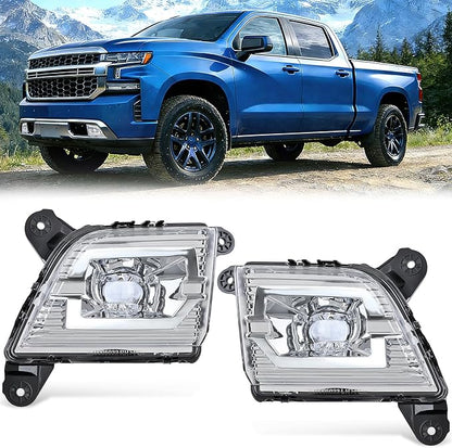 Nilight Fog Light Assembly Compatible with 2019 2020 2021 2022 2023 Chevrolet Silverado 1500 2020-2023 Chevy Silverado 2500HD 3500HD Clear Lens Driver and Passenger Side