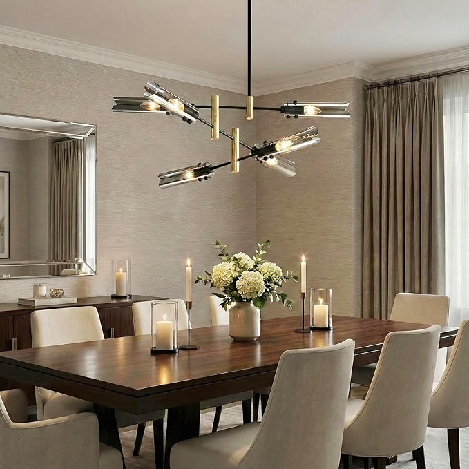 Modern Living room Dining room Sputnik Chandelier, Bedroom Hallway Light Fixtures, Pendant Lights Kitchen Island, Hanging Lights Ceiling Light Farmhouse Kitchen Decor Fixture Lamparas (Black & Gold-6)