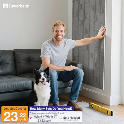 6 PCS Acoustic Panels, 23.6x23.6 Inch Sound Absorbing Panels, Decorative Acoustic Wall Panels for Recording and Home Studio, Office with Double-Sided Adhesive Tape