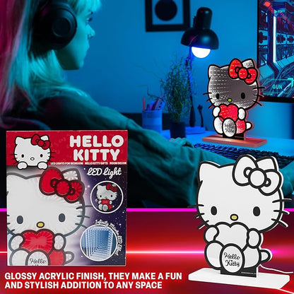 Get Trend Hello Kitty Sanrio 3D LED Light, Infinity Mirror Effect, USB Night Light, Room Decor, Bedroom Lamp, Kawaii Gifts for Girls Teens Women (Multi Hello Kitty)