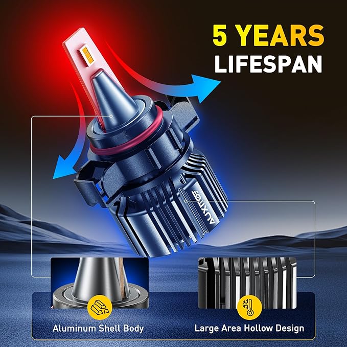 AUXITO 5202 5201 18000LM 1000% Brighter 3000K Golden Yellow LED Fog Light Bulbs, PS19W PS24W Fog Lights, 1:1 OEM Replacement for Cars Trucks SUVs, 3-Min Install, IP68 Waterproof, Pack of 2
