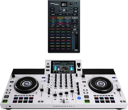 Denon DJ SC Live 4 WHITE DJ Controller and DMX Lighting Controller for Live Music, DJ sets, Events, Music production