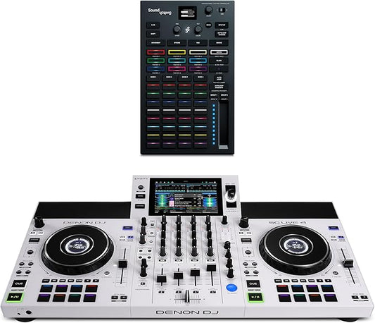 Denon DJ SC Live 4 WHITE DJ Controller and DMX Lighting Controller for Live Music, DJ sets, Events, Music production