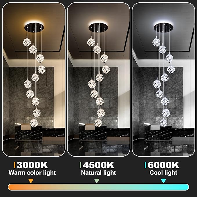 10-Light High Ceilings Long Chandeliers Modern Crystal Staircase Chandelier Hanging Flush Mount Lighting Fixtures Long Raindrop Hanging Chandeliers for Staircase,Foyer,Entryway