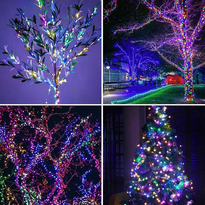 Fairy Lights Plug in,200FT 600LEDs Waterproof Led String Lights,8 Modes Remote Twinkle Light for Outdoor Indoor Christmas Wedding Birthday Garden Party Decorations,Silver Wire,Multicolor