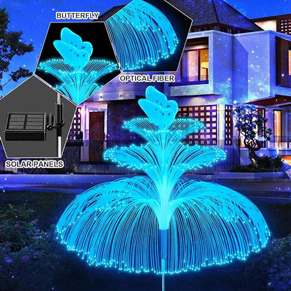 WEITEXS Solar Garden Lights 3 Pack New Upgraded Solar Lights Outdoor Waterproof 3 Layers 7 Color Changing Jellyfish Butterfly Decorations for Garden Yard Gifts for Women