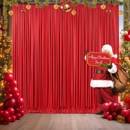 10x12 Red Backdrop Curtains for Wedding Party Wrinkle Free Backdrops Curtain Drapes Fabric Decorations Photo Back Drop Cloth for Baby Shower Photography Stage Reception 5ft x 12ft,2 Panels