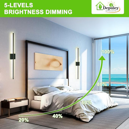 Depuley Wall Sconces Battery Operated: Set of 2 Wireless Wall Lights with Remote for Bedroom - Rechargeable 15 Colors Black Wall Lamp for Living Room Hallway Home Decor