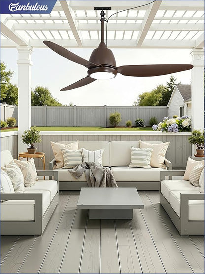 Fanbulous 42" Outdoor Ceiling Fan with Light, IP65 Waterproof Wet Rated, Plug in Gazebo Fan with 10FT Cord, Smart APP & Remote, 6-Speed Reversible DC Motor, 3CCT Dimmable LED for Patio Porch (Bronze)
