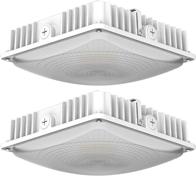 2 Pack LED Canopy Light Fixture,HID/HPS Replacement, 9.5" x 9.5", LED Shop Light, 5700K, AC100-277V, IP65 Waterproof,Canopy Light Outdoor for Gas Station,Warehouse (75W-2P)