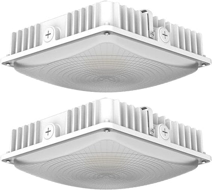 2 Pack LED Canopy Light Fixture,HID/HPS Replacement, 9.5" x 9.5", LED Shop Light, 5700K, AC100-277V, IP65 Waterproof,Canopy Light Outdoor for Gas Station,Warehouse(50W-2P)