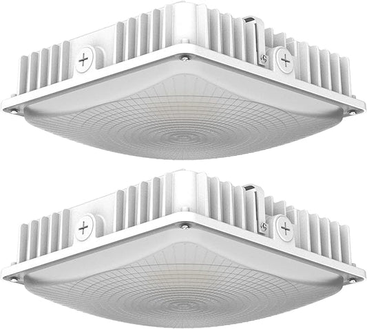 2 Pack LED Canopy Light Fixture,HID/HPS Replacement, 9.5" x 9.5", LED Shop Light, 5700K, AC100-277V, IP65 Waterproof,Canopy Light Outdoor for Gas Station,Warehouse(50W-2P)
