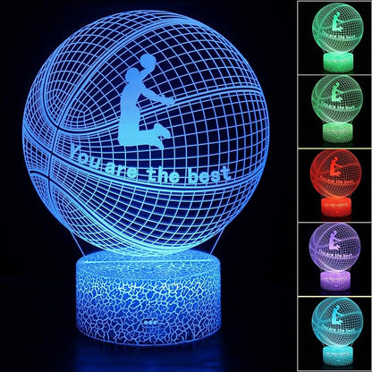 Dunk Basketball 3D Night Light,16 Color Change&Dimming by Remote Control or Smart Touch Optical Illusion Bedside Lamps,Sports Decor for Boys bedroom Girls Kids Teens Birthday Chrismas Gifts Xmas Gift