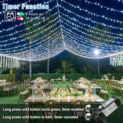 100FT 300 LED Outdoor String Lights, Connectable Christmas Lights Indoor Waterproof with 8 Modes, Plug in Twinkle Fairy Lights Clear Wire for Bedroom Home Wedding Patio Decorations, White