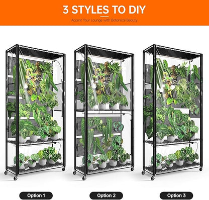 Bstrip Indoor Greenhouse Cabinet with Pegboard, Indoor Greenhouse with Grow Light, 4 Pack 96W Full Spectrum Plant Lights, Ideal for Indoor Plant, Foliage Plants, 35.4"x13.8"x71"