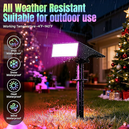 WENATY Solar Spot Lights Outdoor Color Changing, [7 Mode/12 Pack] Christmas Landscape Spotlights, Solar Lights Outdoor Waterproof,Led Powered Flood Light for Halloween Pathway Yard Garden Tree Walkway