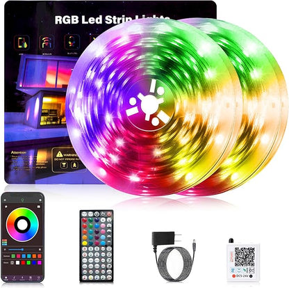 NBBUFF Led Lights for Bedroom, 200FT (2 Rolls of 100FT) RGB Led Strip Lights Sync with Music, Smart App Controlled Strip Lights for Bedroom with Remote, Ideal Lights for Room Party and Home Decor