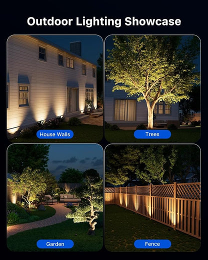 12 Pack Low Voltage In-Ground Lights with Glare Shield, 3000K Warm White LED Aluminum Paver Lighting, Waterproof 12-24V Outdoor Uplights for Driveway, Fence, Trees, Walls & Patio, Connectors Included