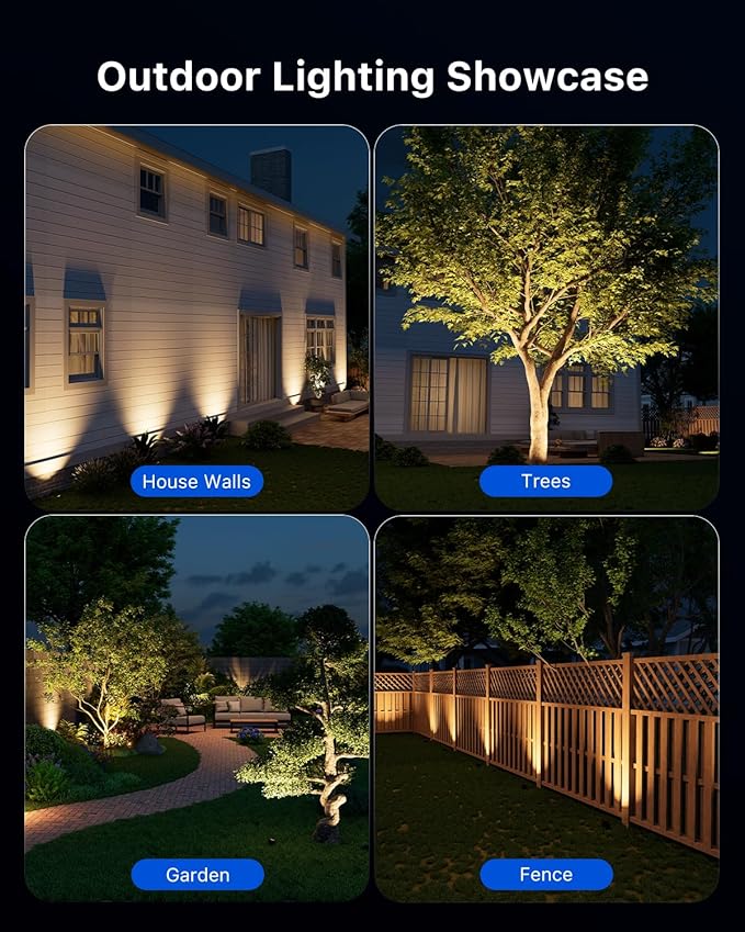 6 Pack Low Voltage Well Lights with Glare Shield, 3000K Warm White LED Aluminum Landscape In-Ground Lamps, Waterproof 12-24V Uplights for Garden, Path, Wall, Columns, Bushes, Connectors Included