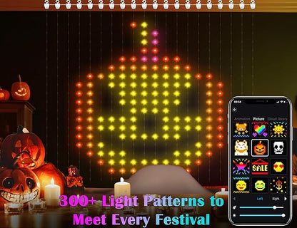 Smart Curtain Lights 400 LED, Color Changing Curtain Lights 6.6ft*6.6ft with APP&Remote,Dynamic DIY Fairy String Light for Bedroom Living Room Backdrop LED Halloween Chrismas Light Decor