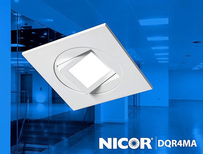 NICOR Lighting 4 inch White Square Multi-Adjustable Recessed LED Downlight, 2700K (DQR4MA11202KWH)