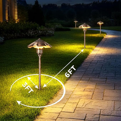 Low Voltage Landscape Lights, 5W 2900K Warm White Pathway Light, 12-24V AC/DC IP65 Waterproof Aluminum Wired Yard Light, Outdoor Path Lights for Walkway, Garden, Lawn, 4 Pack