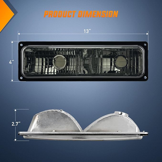 Nilight Parking Turn Signal Light Compatible with 1988 1989 1990 1991 1992 1993 1994 1995 1996 1997 1998 Chevy GMC C10 C/K 1988-1999 Silverado Suburban Sierra Blazer Tahoe Yukon Front Bumper Lights