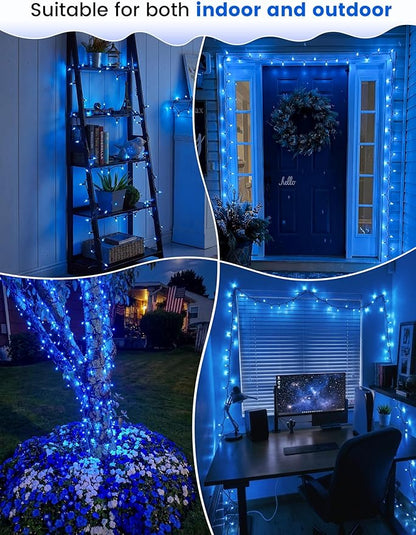 Blue Christmas Lights,13FT 50 Count Incandescent Mini Clear Lights Plug in,Blue String Lights Green Wire for Indoor Outdoor Halloween Xmas Tree Party Bedroom Wall Christmas Decoration