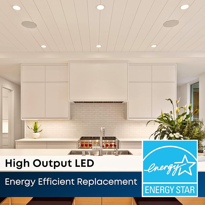 Feit Electric 4 Inch LED Recessed Lighting Retrofit Downlight - Pre-Mounted Trim - Standard Base Adapter - 2700K Soft White - Dimmable- 75W Equivalent - High Output, 6 Pack - LEDR4HO/927CA/6